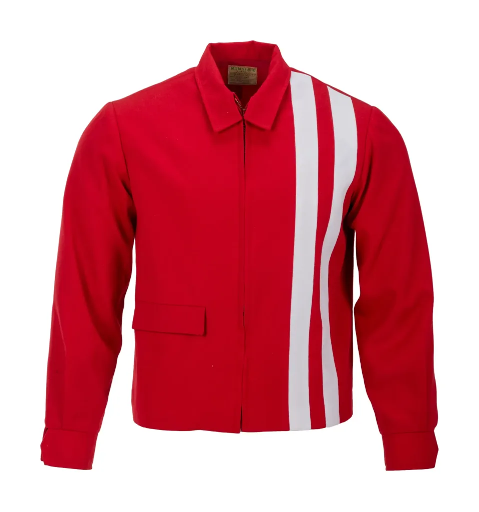 The red racing jacket, screen-worn by Elvis as "Steve Grayson" in the musical, Speedway.