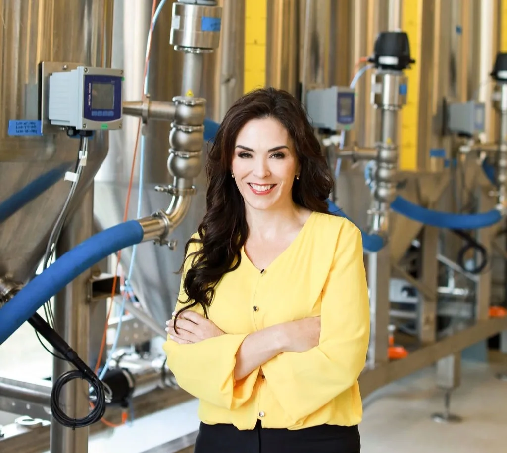 Christine Lewington in one of her yellow pea protein extraction factory.