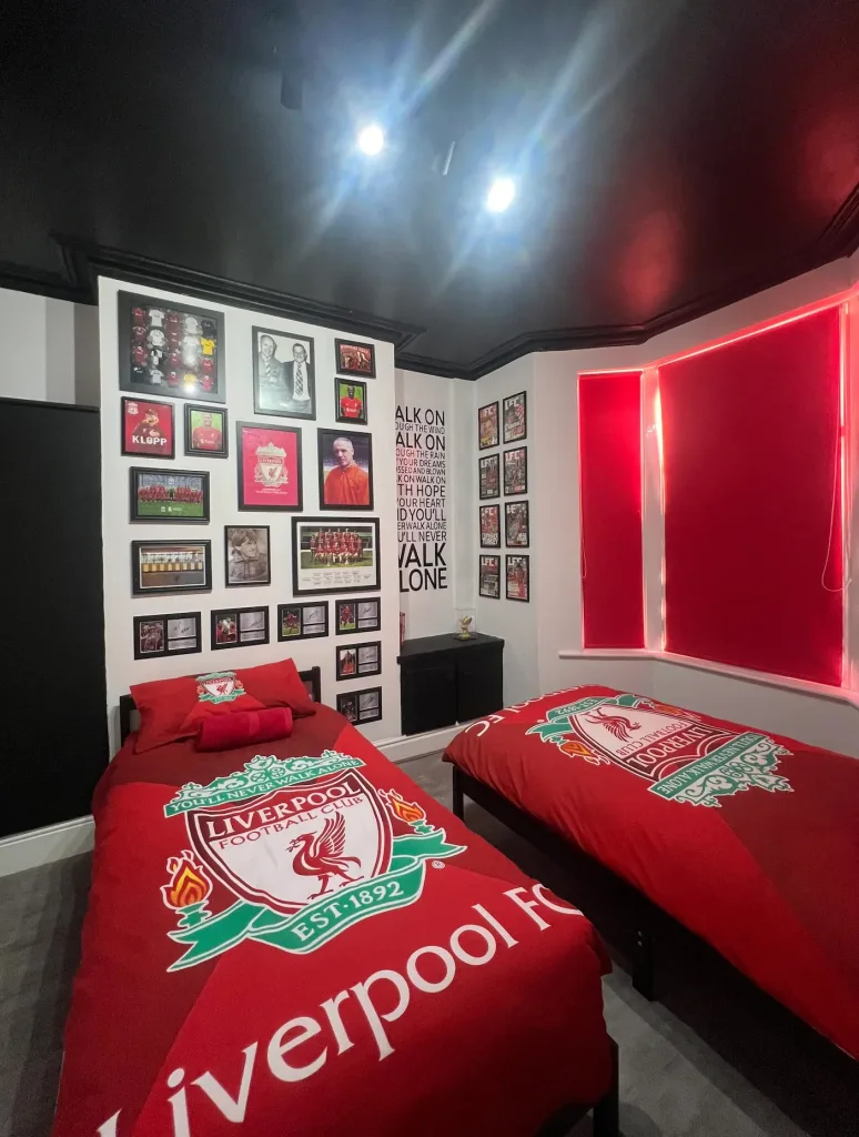 inside the Anfield-themed Airbnb available for renting which is two minutes away from stadium.