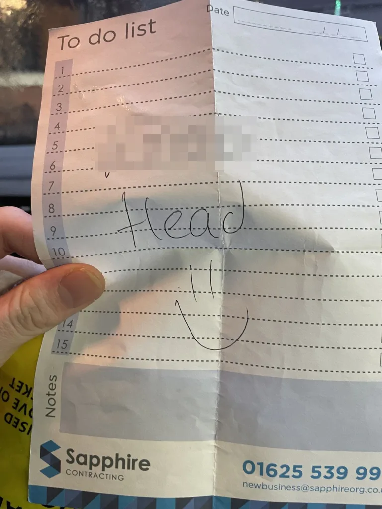 prankster work crew fooled a colleague into thinking he'd received a parking ticket, leaving a humorous message on his windscreen.