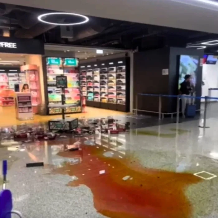 VIDEO: Flight attendant smashes up duty-free shop in front of stunned travellers after being sacked