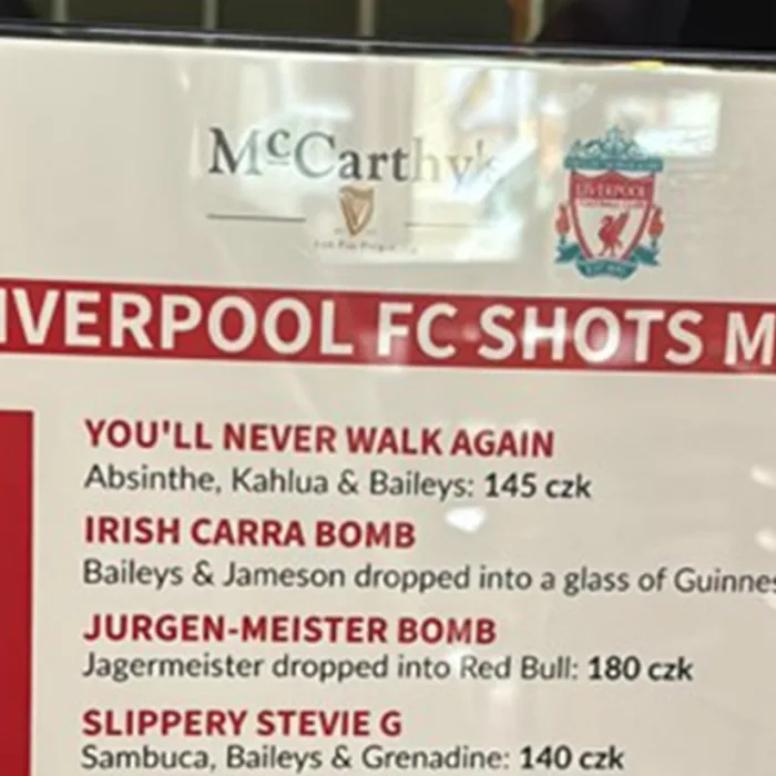 Jurgen-meister bomb! Liverpool fans in Czech Republic for Europa League clash with Sparta Prague met with club themed drinks in bars