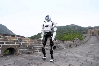 AI robot XBot-L walks the Great Wall of China, impressing with its tech but amusing viewers with duct tape on its frame. Discover the blend of innovation and humor.