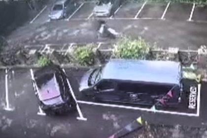 Two crooks steal a moped in just nine seconds from a posh suburb car park. The Kenley, Croydon theft, captured on CCTV, highlights the area's crime despite its affluence.