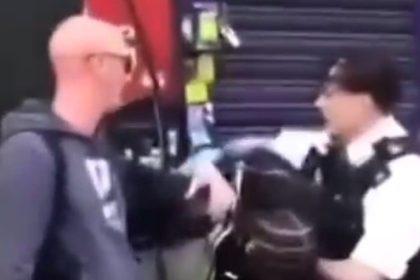 Two teens on e-bikes, one wielding a machete, were arrested for phone thefts in East London. Police recovered a huge knife and stolen phones; a third suspect is still at large.