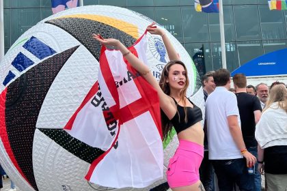 Model Maria Forostyna flashes fans at Euro 2024, causing a stir at England's dramatic 2-1 win over Slovakia. Check out the shocking moment and her thoughts on the game!