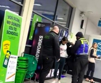 A no-nonsense security guard stops a shoplifter at Asda, catching her with £37.50 worth of stolen coffee jars. Shoppers praise the guard's swift and firm action.
