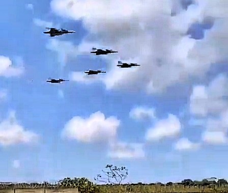 Brazilian Air Force pilot miraculously survives after ejecting from an F-5 fighter jet before it crashes in a fireball during a training exercise near Natal City.