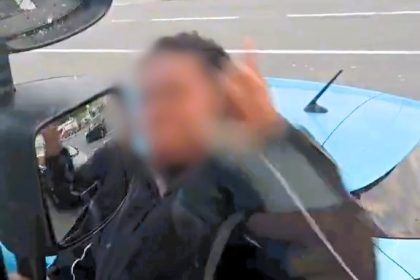 Caught on camera: Infuriated Mercedes driver smashes truck's wing mirror in road rage incident on North Circular Road, London, before fleeing the scene.