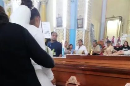 Grieving fiancée Brenda Esmeralda wears her wedding dress to fiancé Inés de Jesús's funeral after his tragic death, sparking community outrage and calls for justice.