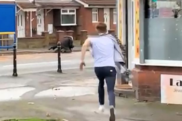 Mid-haircut hero rushes to save officer under attack in Cheshire. Kyle Whiting dashes out from barber's chair, cape still on, to assist a cop in distress.