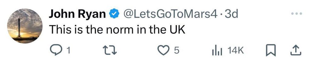 Social media comment on the post of Casual shoplifter caught on camera stealing from Marks & Spencer Holborn branch, sparking outrage online with 5M+ views. Public calls for tougher measures on theft.