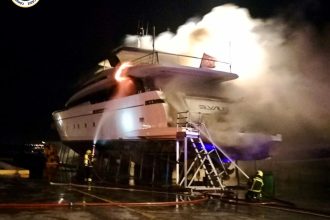 Luxury £11.52M Superyacht Elysium Engulfed in Flames at Spanish Port, Taking 12 Firefighters Hours to Extinguish. Electrical Work Suspected as Cause, No Foul Play.