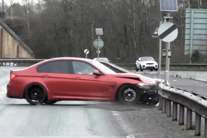 BMW M3 crashes near Alderley Edge, leaving £85K car wrecked. The incident, filmed by car spotters, highlights the area's popularity with Premier League stars.