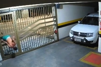 A skinny crook squeezed through a six-inch gap to steal a motorbike in Brazil. Caught on CCTV, he was arrested after stashing the loot in a nearby hotel room.