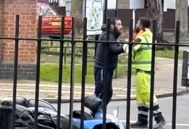 Two men clashed in a road rage brawl on Old Ford Road, Bethnal Green, with one attempting a martial arts leg sweep. Locals compared the dramatic scene to EastEnders.