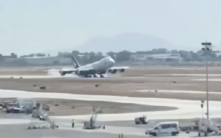 A Boeing 747 cargo plane makes a dramatic bumpy landing in Mexico, bouncing off the runway before the pilot regains control - watch the viral video stunning viewers.