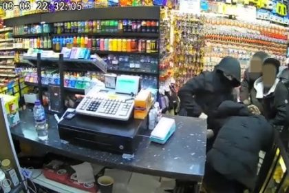 A gang of youths storms a Leicester Square shop twice in 48 hours, stealing vapes and assaulting the shopkeeper - shocking CCTV footage captures the terrifying raid.