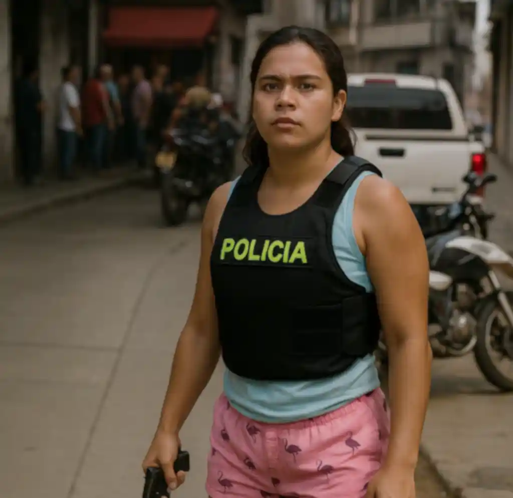 Two brave off duty cops in pyjamas and flip flops helped battle cartel gunmen after a grenade attack in Colombia leaving two suspects dead and three officers injured.