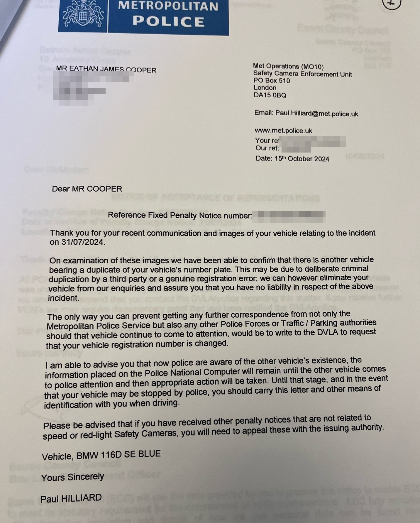 Eathan Cooper’s life was turned upside down after his number plate was cloned, leading to £2,500 in fines, police stops, and stress for his family. TfL has now cancelled the penalties.
