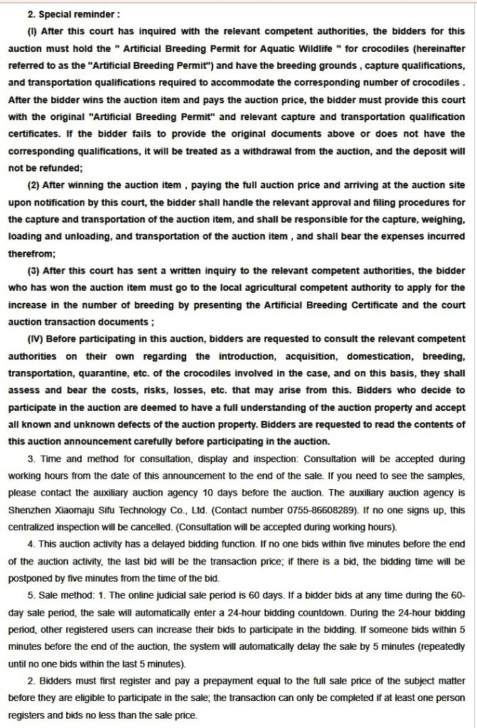 China auctions 100 tons of crocodiles for £430,000 after ‘Crocodile God’ Mo Junrong’s company liquidation - buyers must handle capture, transport, and hold breeding license.
