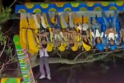 A man miraculously survived after being flung from a tsunami fairground ride in Lumding, India. Eyewitnesses say a loose seatbelt caused the terrifying fall.