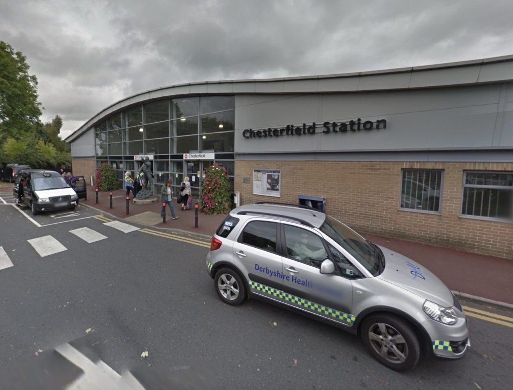 Suspected fare dodger shoves two female workers at Chesterfield station - one injured after being thrown into stairs as man allegedly flees without paying for ticket.