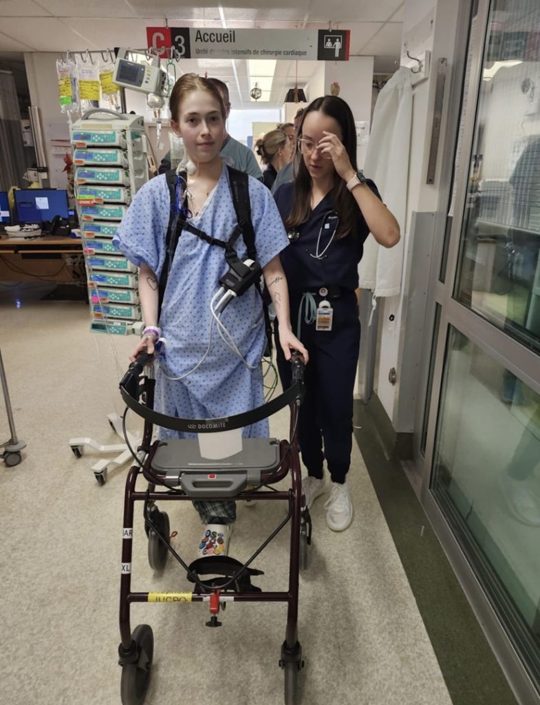 20-year-old Chantal Pelletier relies on a heart pump machine after a shock diagnosis of dilated cardiomyopathy, awaiting a life-saving transplant in Canada.