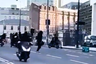 A Deliveroo rider was attacked by a masked moped gang in Birmingham who stole his scooter in broad daylight. Police are investigating the shocking street theft.