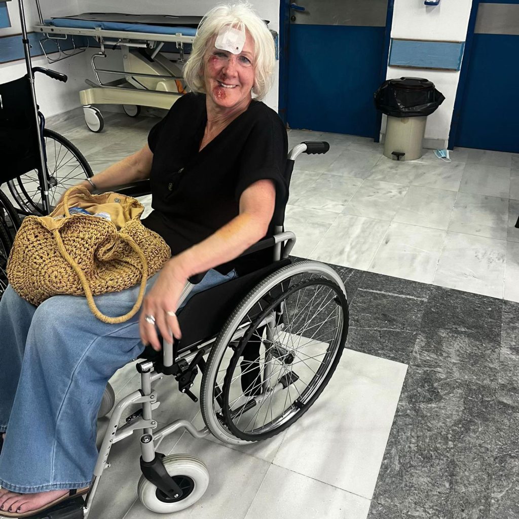 A Brit gran was left unrecognisable after a horror fall on holiday in Greece - now she's warning others to never skip travel insurance after her £66 policy saved her.