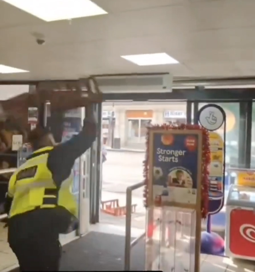 Tesco staff clashed with a man in a wild basket and crate fight at the Finsbury Park store, prompting an investigation after shocking scenes were caught on video.