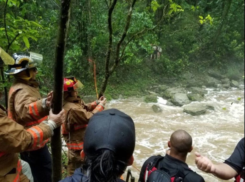 Three US tourists were rescued from Puerto Rico’s Gozalandia River after being trapped by strong floodwaters. Locals slammed them as “irresponsible” for risking lives.