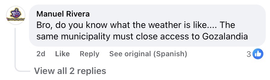 Social media comment on the post of Three US tourists were rescued from Puerto Rico’s Gozalandia River after being trapped by strong floodwaters. Locals slammed them as “irresponsible” for risking lives.