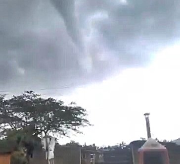 A rare waterspout tore through Arroyo de Piedra, Colombia, damaging 30 homes after forming over the Caribbean Sea and making landfall. No injuries were reported.