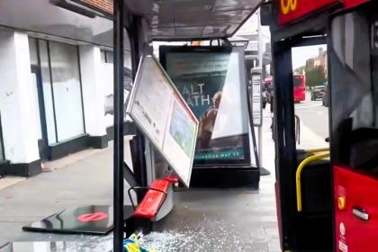 Bus driver crashes into stop on Eltham High Street leaving glass strewn across pavement - passengers shocked but no injuries reported in bizarre south London incident.