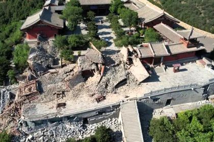 Museum collapses at Mount Taishan UNESCO site in China after geological disaster sparks dust clouds and ground cracks with park closed but relics and visitors unharmed.