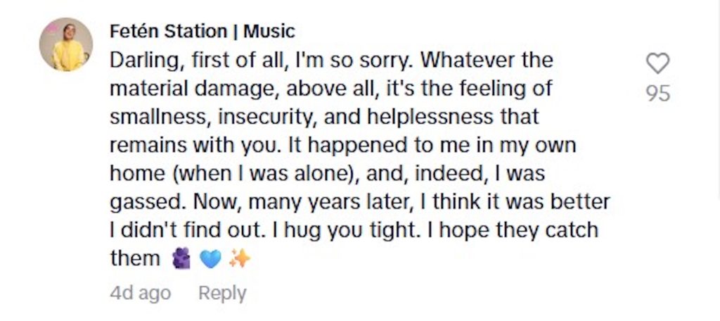 Social media comment on the post of Actress Noemi Hopper claims £45k of luxury items stolen while she slept at Marbella villa, suspects thieves used sleeping gas as her viral TikTok sparks alarm.