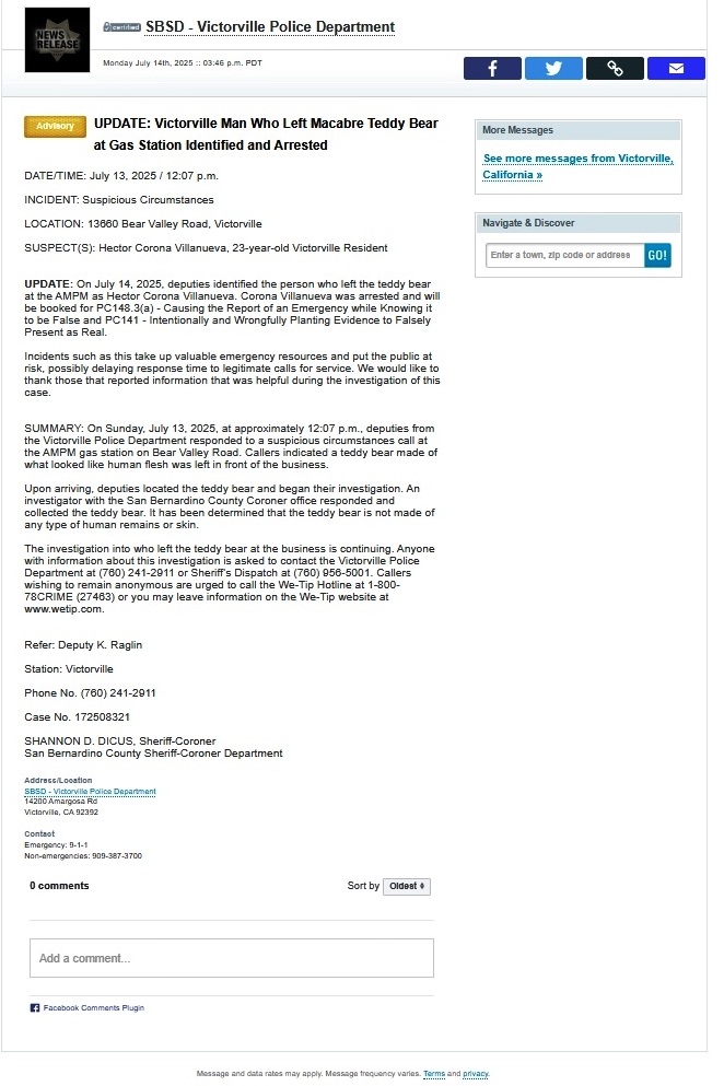 Sales of Robert Kelly’s latex ‘human skin’ teddy bear have surged after a man was arrested for leaving one at a gas station, sparking panic and a police investigation in California.