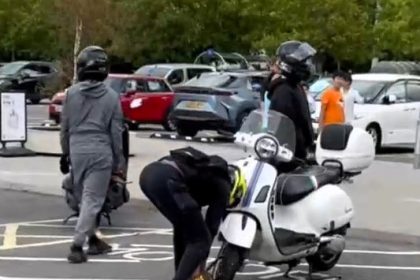 Masked thieves armed with angle grinders stole mopeds from IKEA Croydon in broad daylight as stunned shoppers watched. Police are investigating and no arrests made.