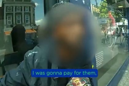 Thief caught stealing from Greggs banned from all UK branches as undercover cops bust him in north London with stolen snacks and Lucozade in dramatic footage.