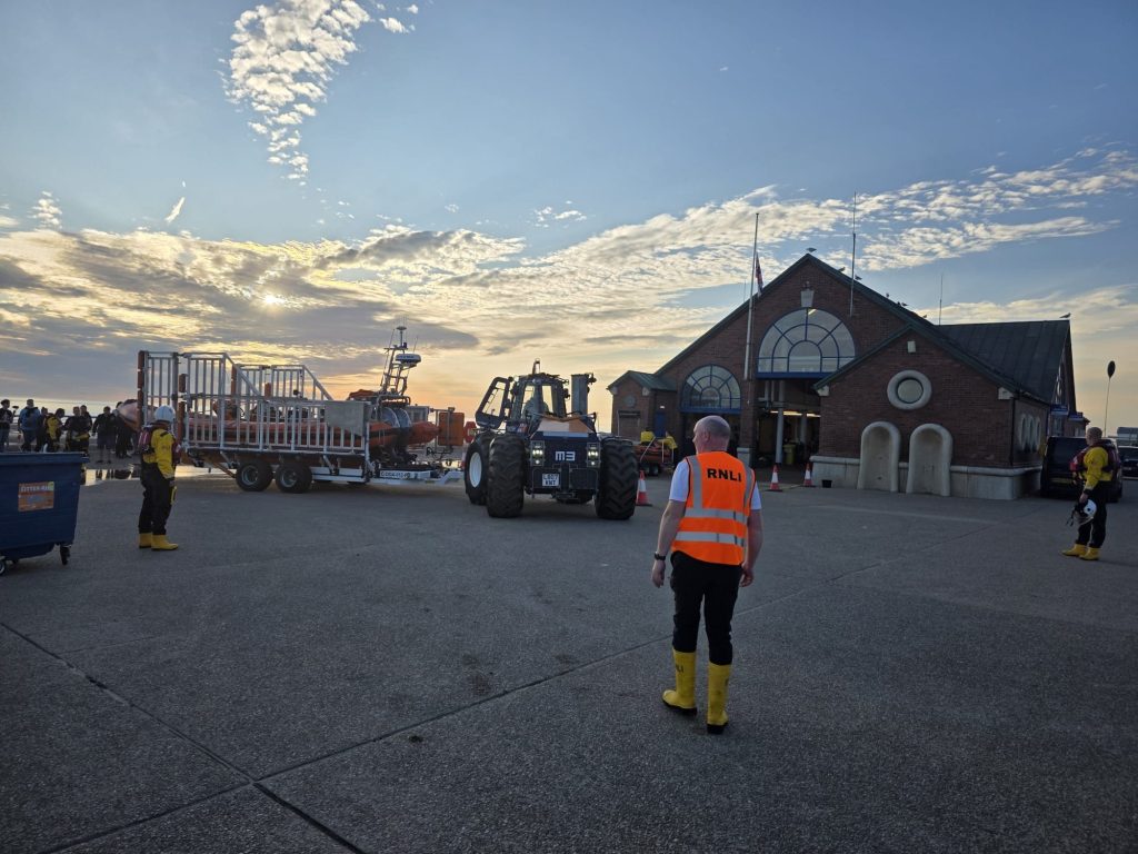 Swimmer rescued 800ft out to sea near Blackpool's Viking Hotel after early morning emergency call - RNLI crew saves life in chilling waters during fifth callout.