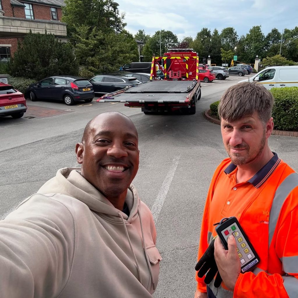 Dion Dublin avoided disaster after a tyre burst on his £120k Lotus Eletre R. Quick help from Yorkshire Rescue and Mobile Tyre Buddy got him safely back on the road.