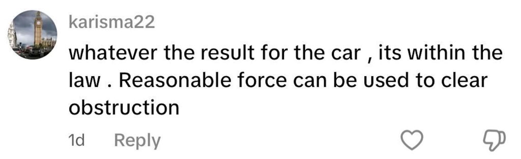 Social media comment on the post of Fiat 500 lifted by JCB after crash with BMW causes traffic chaos in Chigwell as construction workers step in to clear road in dramatic footage cheered by pedestrians.