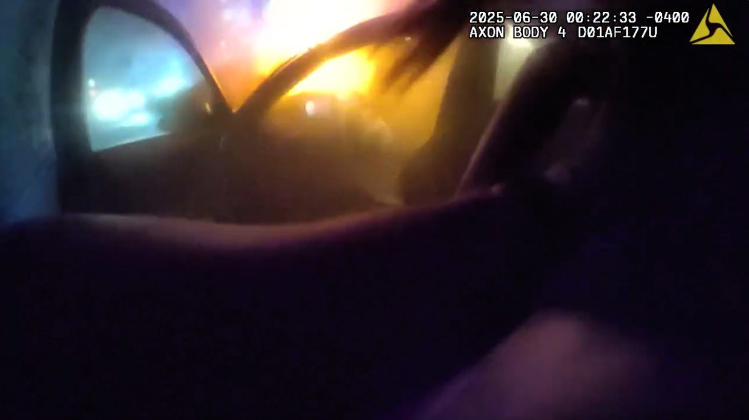 Hero cops rescued an unconscious woman from a burning car after a three-vehicle crash in Sarasota - bodycam footage shows their brave, life-saving actions on June 30.