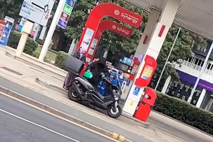 Brazen thieves in Harlow were caught on camera filling a moped and jerry can with petrol before fleeing without paying, sparking outrage among shocked locals.