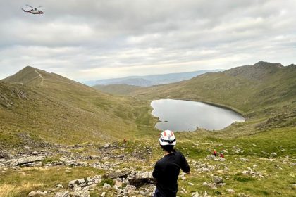 Walker airlifted after 300ft fall on Swirral Edge in Lake District - rescue teams and coastguard helicopter rushed to save man who suffered serious injuries.