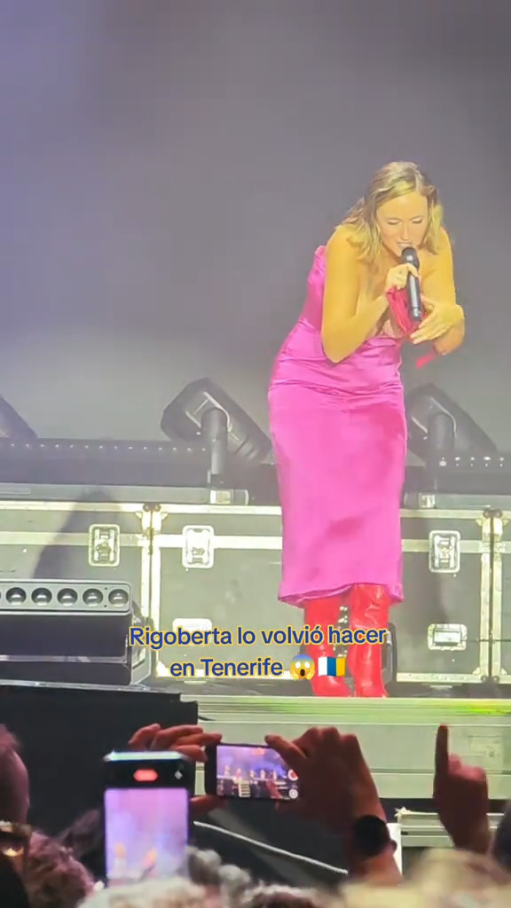 Rigoberta Bandini shocked fans at the Canarias People Festival by removing her bra and flashing the crowd during her feminist hit ‘Ay Mamá’, a tribute to women and mothers.