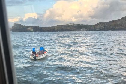 RNLI lifeboat crew rescue three stranded sailors off Mullion Cove after engine failure and strong currents left them drifting helplessly out to sea in Cornwall.