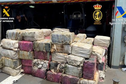 Spanish authorities seized three tonnes of cocaine hidden on a decrepit tugboat off the Canary Islands, arresting five crew members in an international drug trafficking bust.