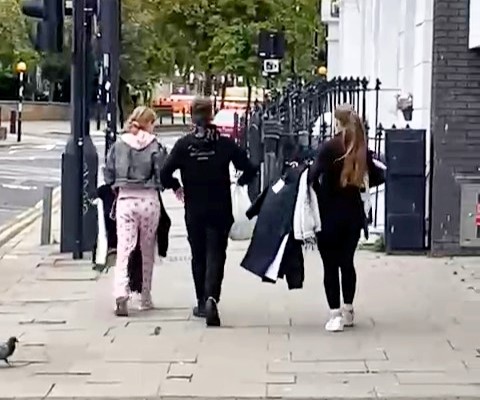Brazen shoplifters strolled out of H&M in Islington with £400 of clothes just yards from a police station before being stopped by officers at a nearby bus stop.